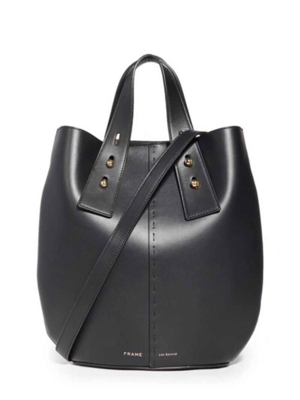 Frame Black Les Second Leather Bucket Medium Vase Tote Bag
